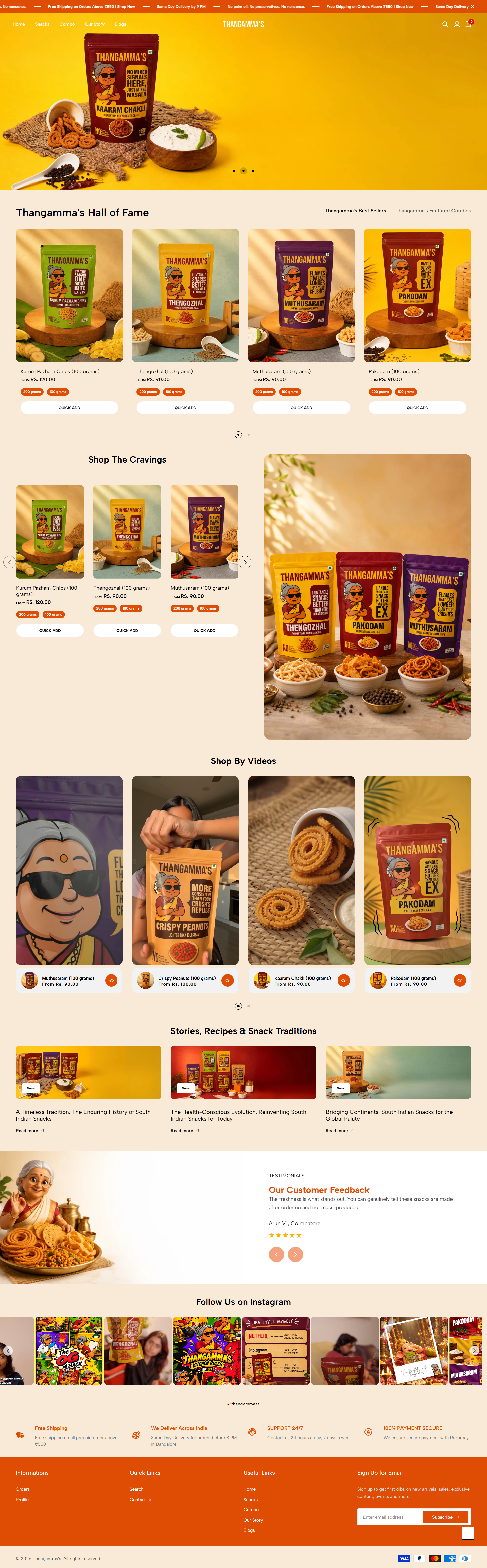 Thangammas e-commerce website