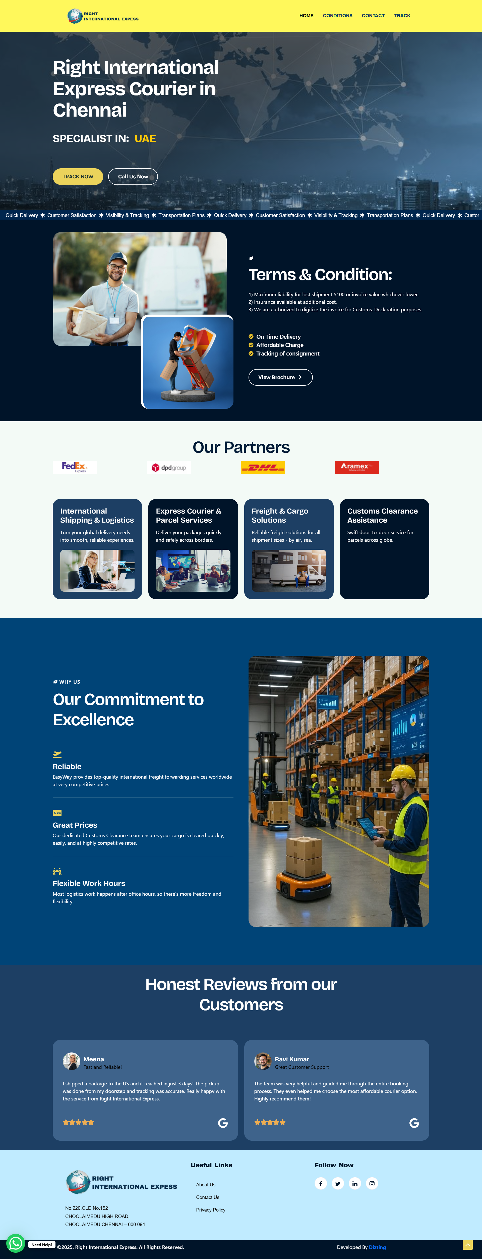Right International Express courier and logistics website design