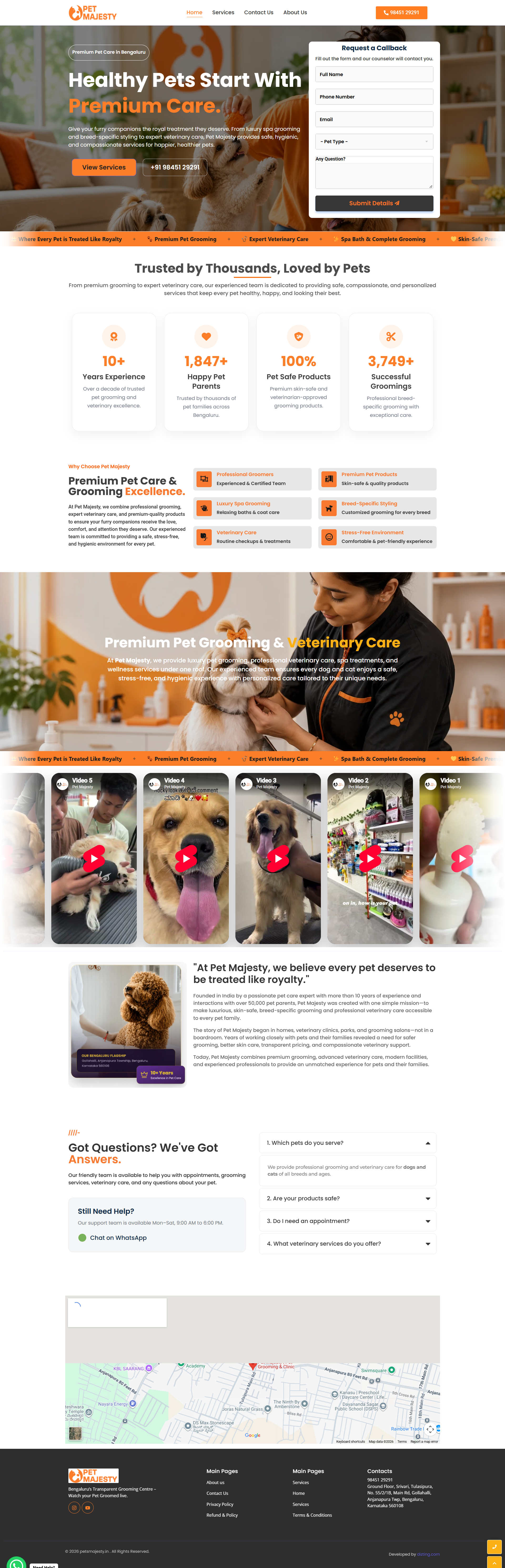 Pet Majesty pet care website design