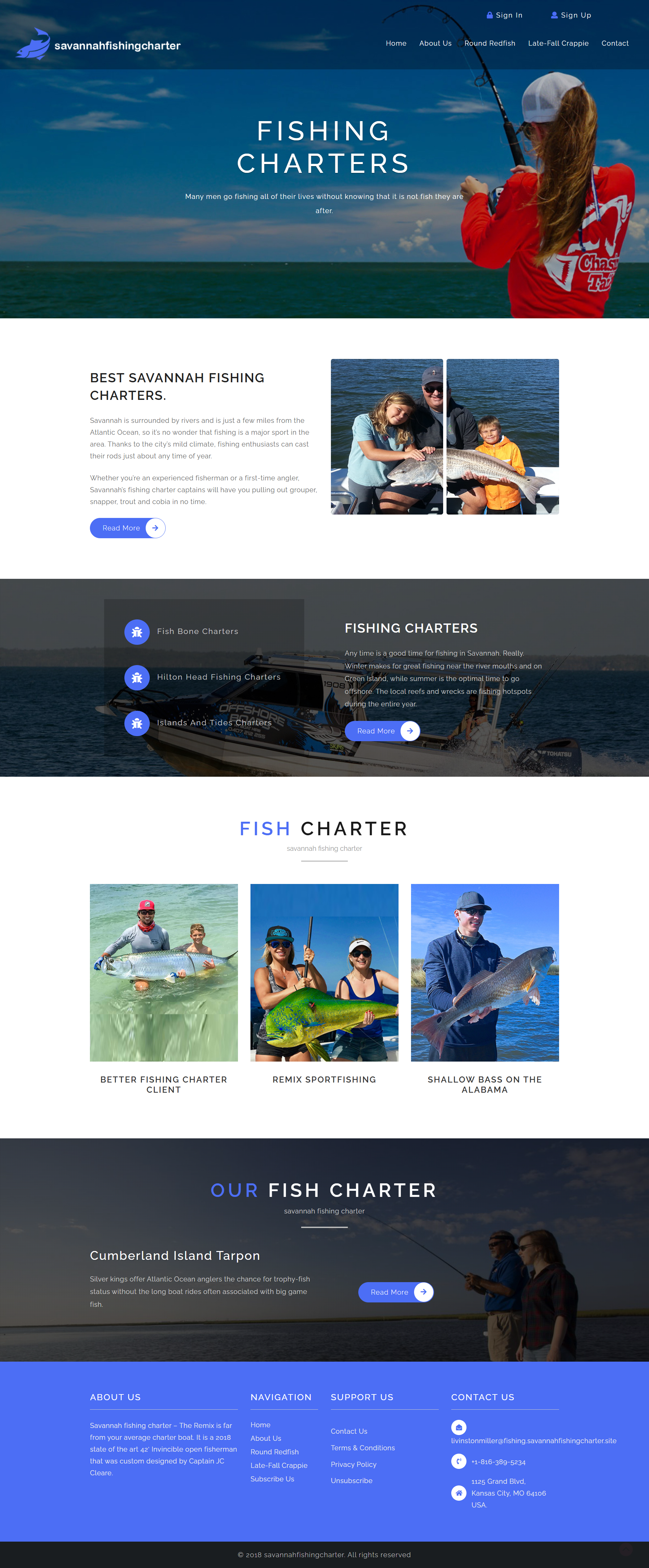 Savannah Fishing Charter website design